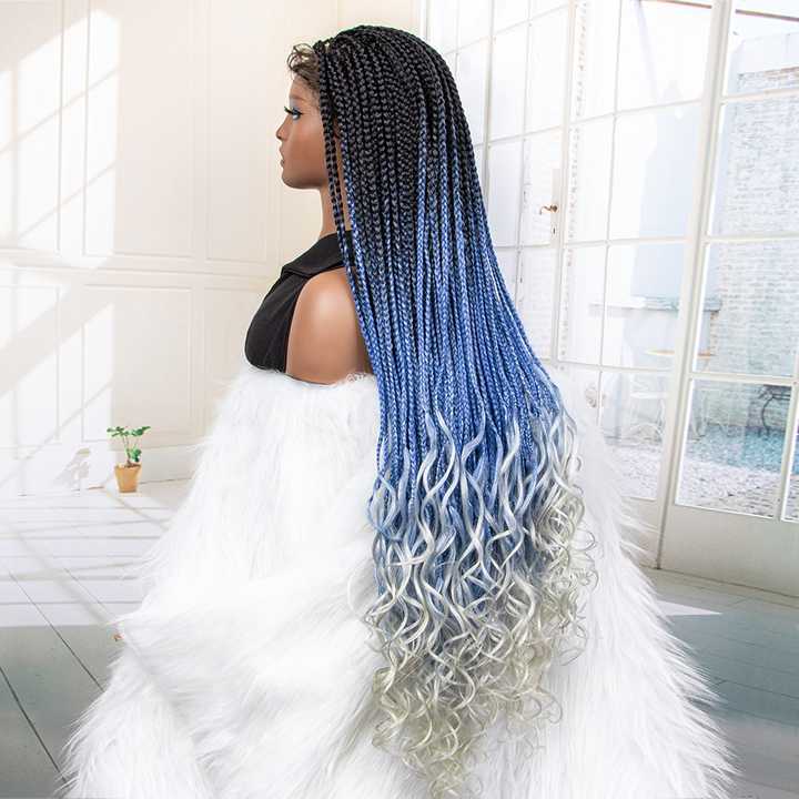 Lace front box weave wig with curly ends
