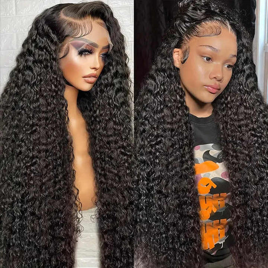 Deep Water Wave Synthetic Wig Black Women's Heat Resistant（ Cannot be purchased separately ,must be used with other products)