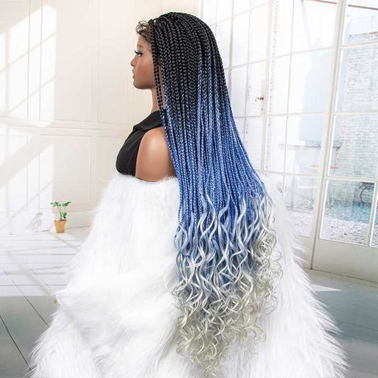 Lace front box weave wig with curly ends